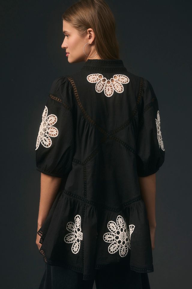 Forever That Girl Short-Sleeve High-Neck Peasant Blouse #1