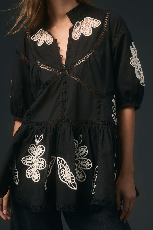 Forever That Girl Short-Sleeve High-Neck Peasant Blouse #3