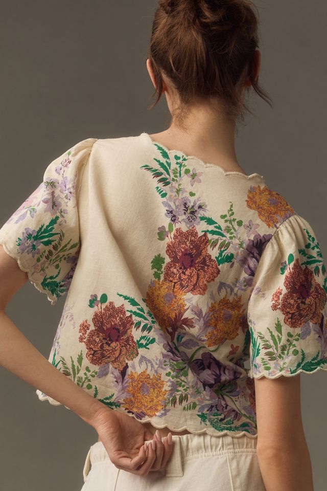 Forever That Girl Printed Linen Tie-Front Blouse #2