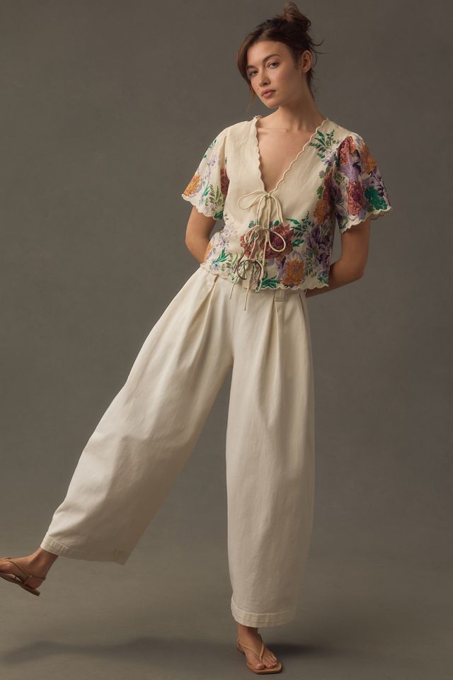 Forever That Girl Printed Linen Tie-Front Blouse #1