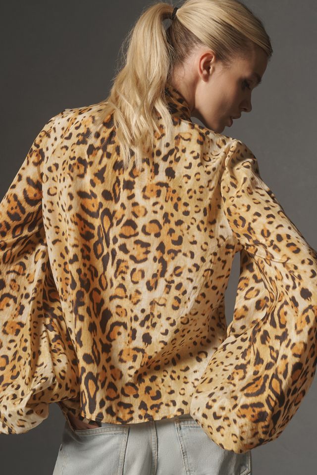 Let Me Be Animal Print Tie-Neck Blouse #1