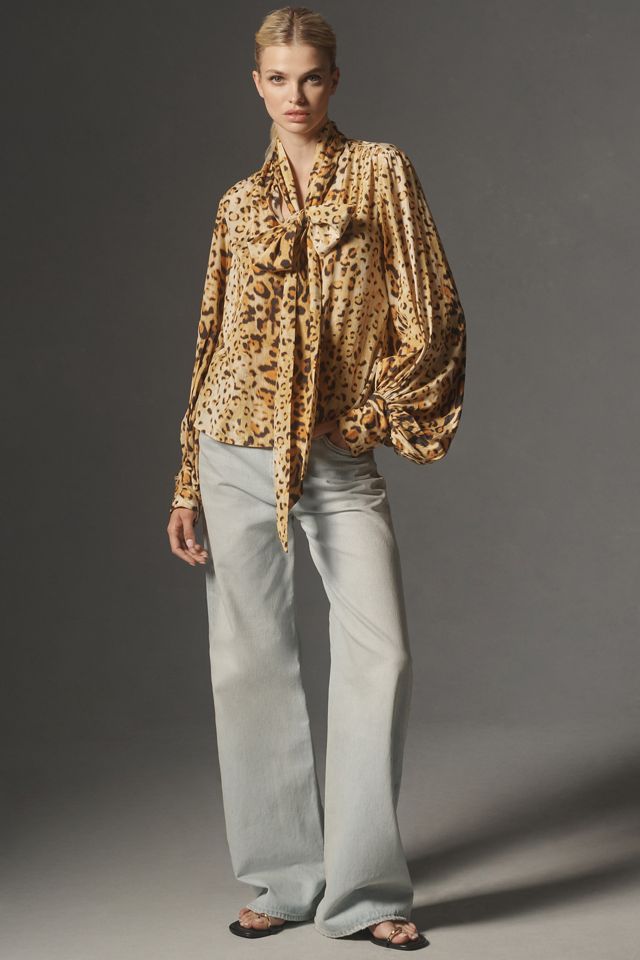 Let Me Be Animal Print Tie-Neck Blouse #2
