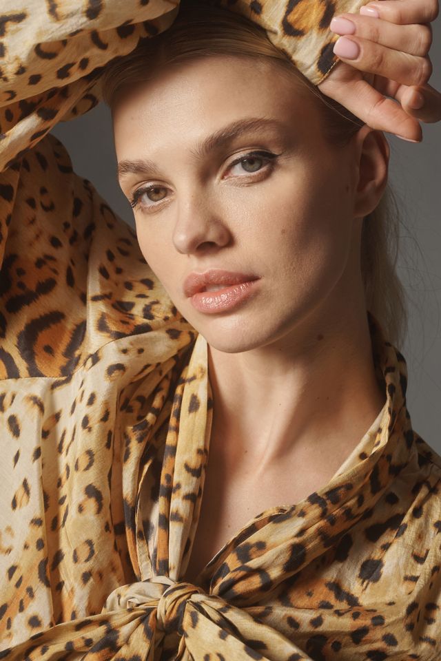 Let Me Be Animal Print Tie-Neck Blouse #4