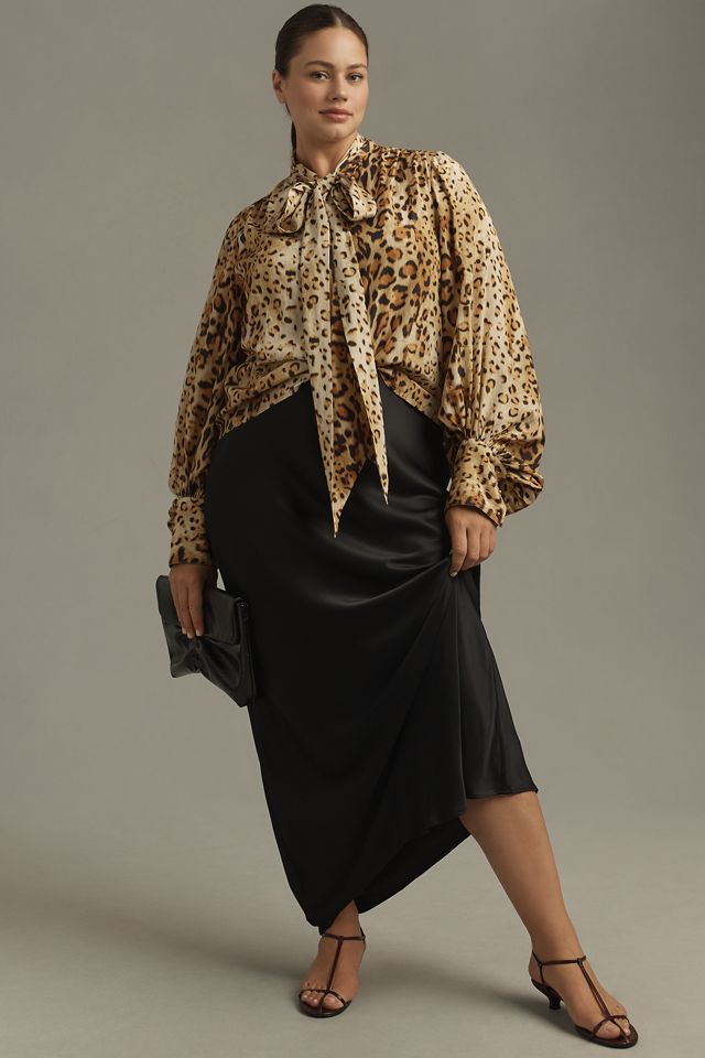 Let Me Be Animal Print Tie-Neck Blouse #7