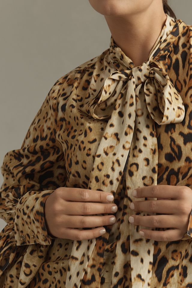 Let Me Be Animal Print Tie-Neck Blouse #8