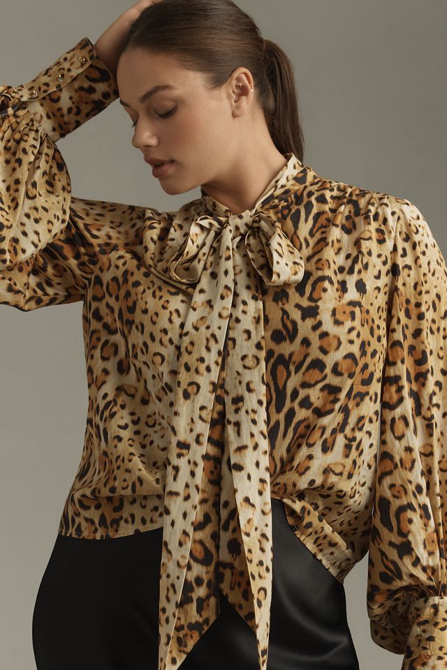 Let Me Be Animal Print Tie-Neck Blouse #5