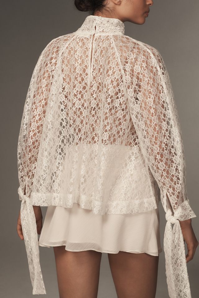 Forever That Girl Turtleneck Billowy Lace Blouse #2