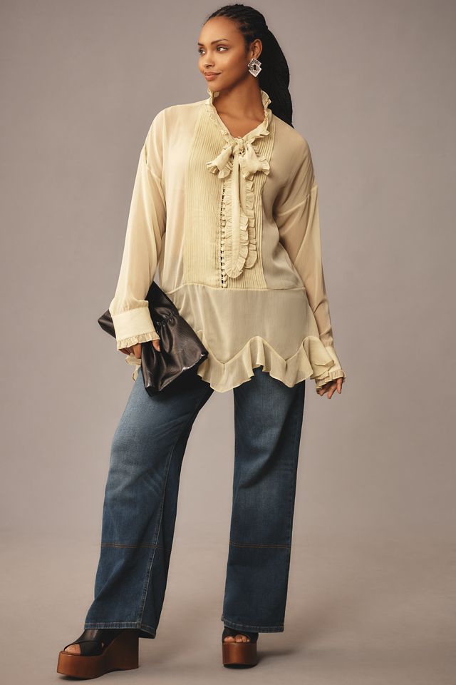 BLOUSON BLOUSE WITH NECK TIE FOREVER FAMILY