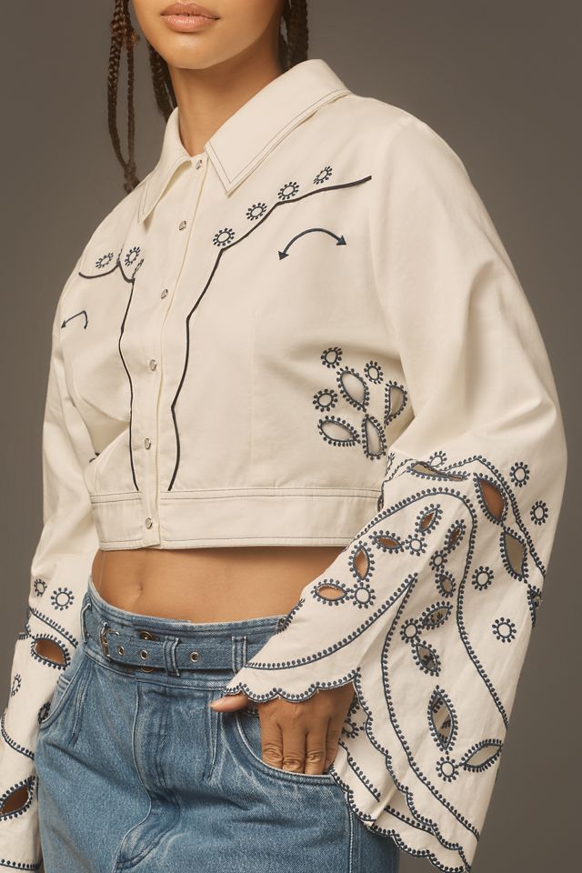 Let Me Be Eyelet Long-Sleeve Blouse #2