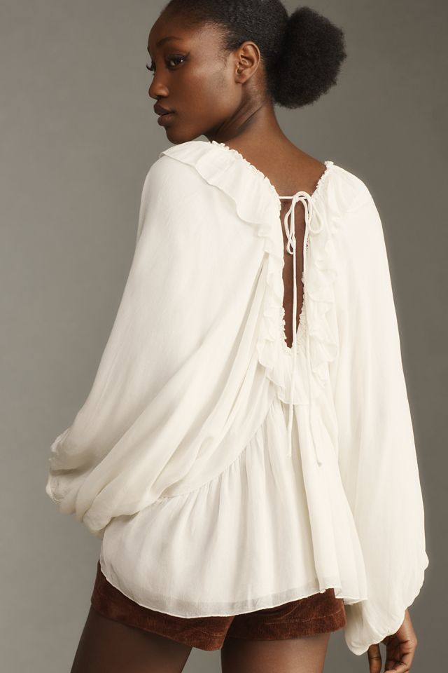 Forever That Girl Long-Sleeve Sheer Peasant Blouse #1