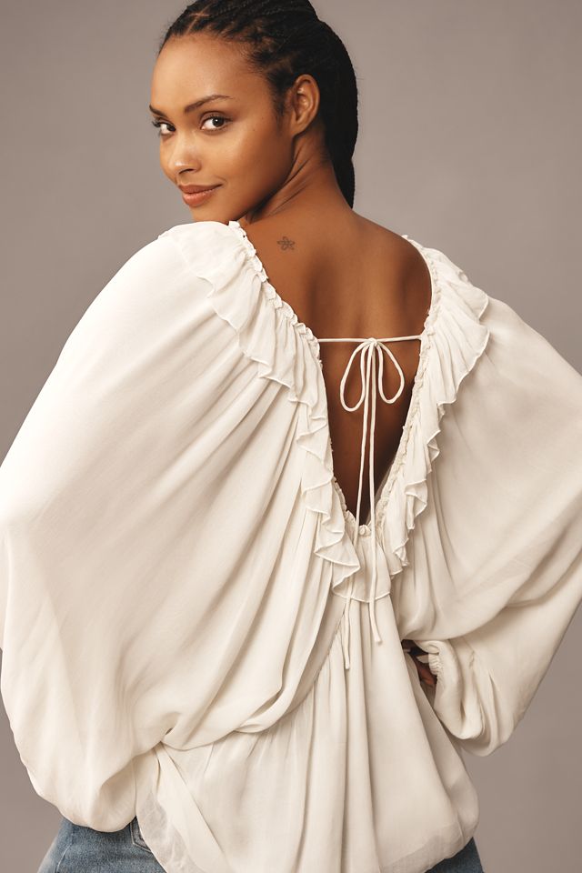 Forever That Girl Long-Sleeve Sheer Peasant Blouse #5