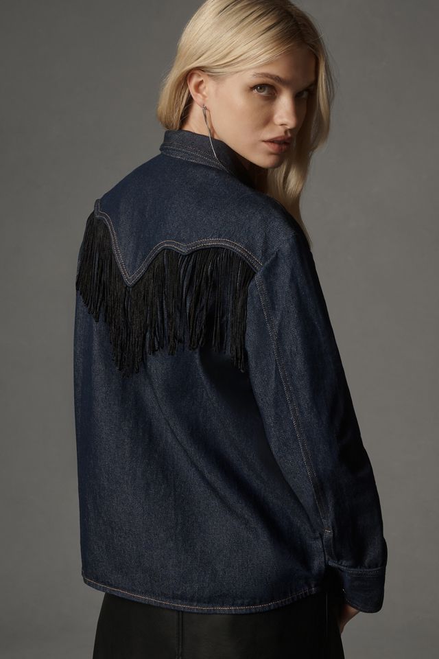Let Me Be Fringe Denim Buttondown Shirt #1
