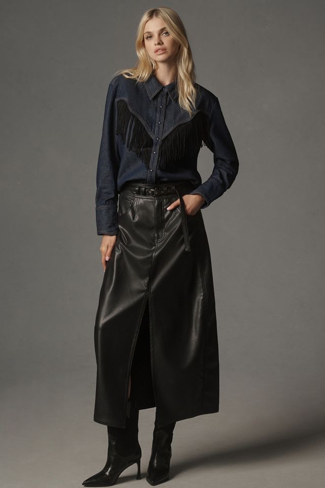 Let Me Be Fringe Denim Buttondown Shirt #2