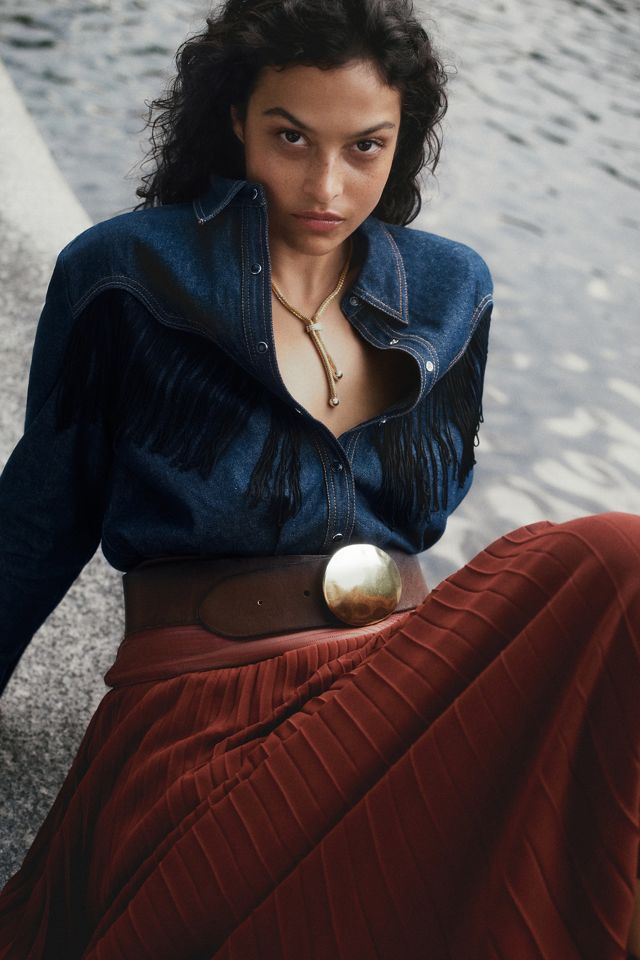 Let Me Be Fringe Denim Buttondown Shirt #4