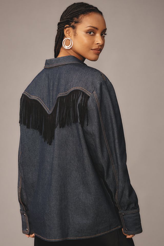 Let Me Be Fringe Denim Buttondown Shirt #6
