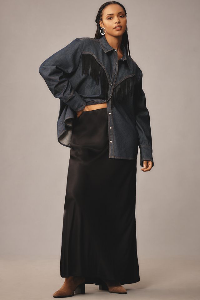 Let Me Be Fringe Denim Buttondown Shirt #8