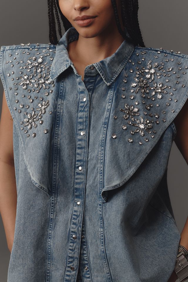 Let Me Be Flutter-Sleeve Embellished Top #6
