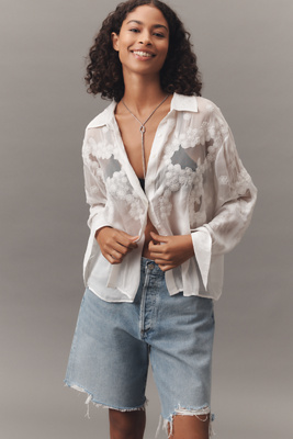 Sheer Embroidered Blouse