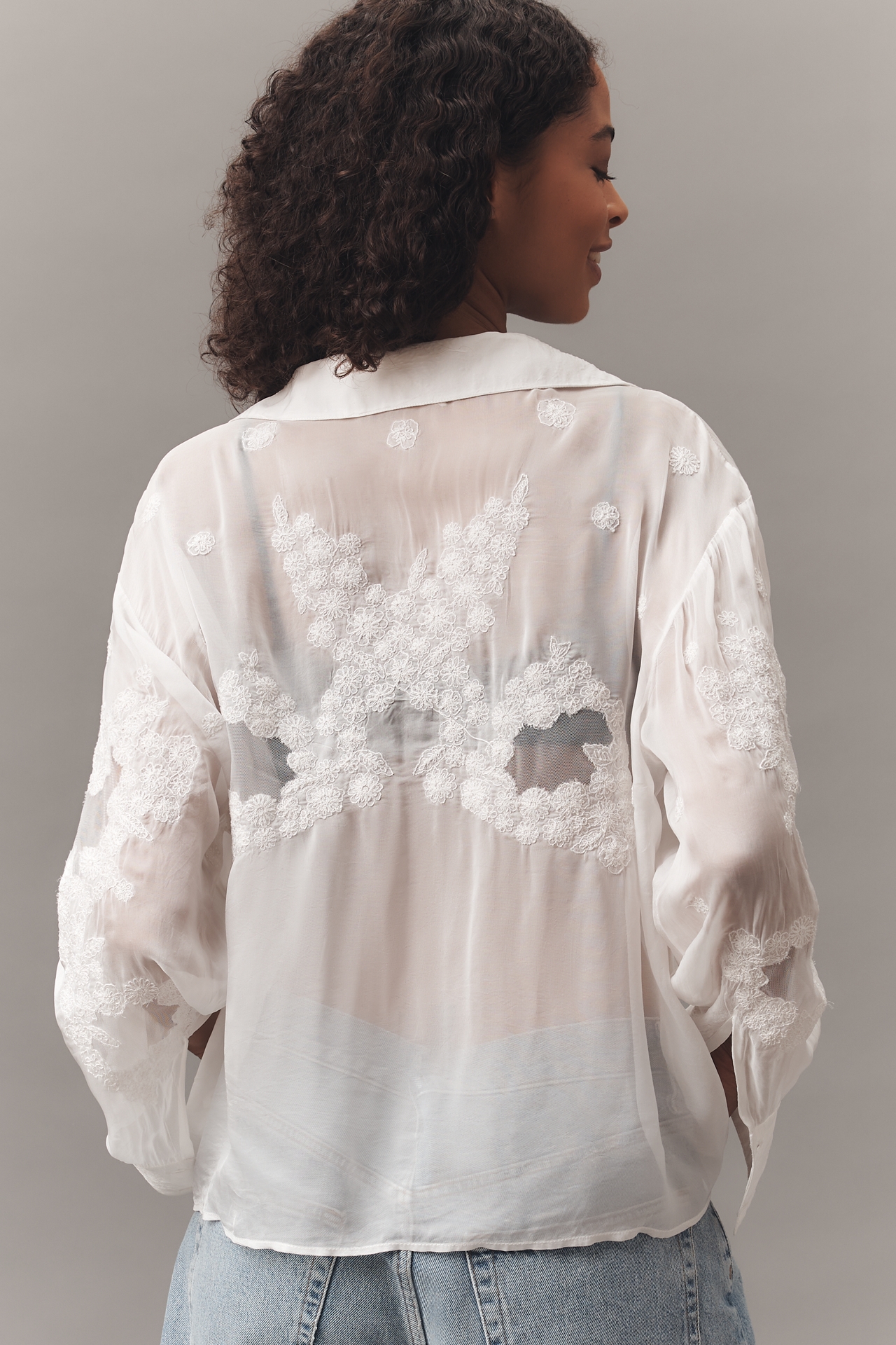 Forever That Girl Sheer Embroidered Blouse