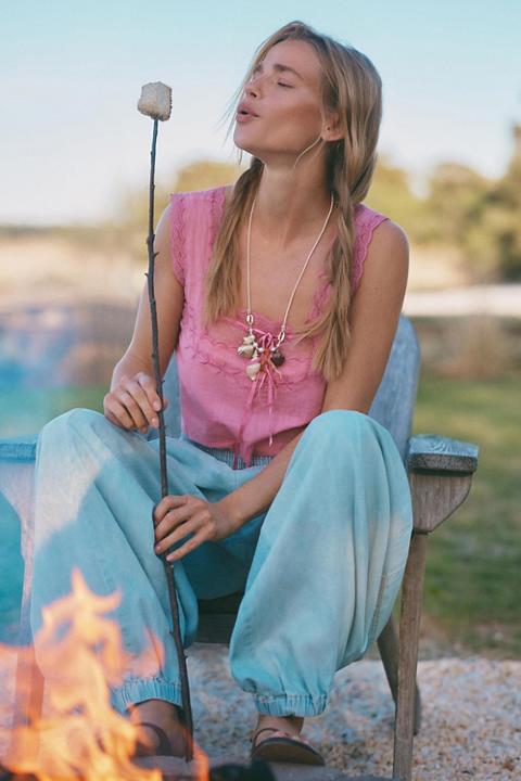 Forever That Girl Lace Square-Neck Bubble Tank Top