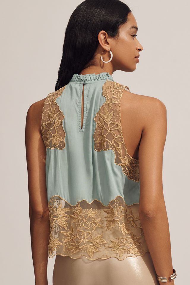 Let Me Be High-Neck Sleeveless Lace Blouse #1