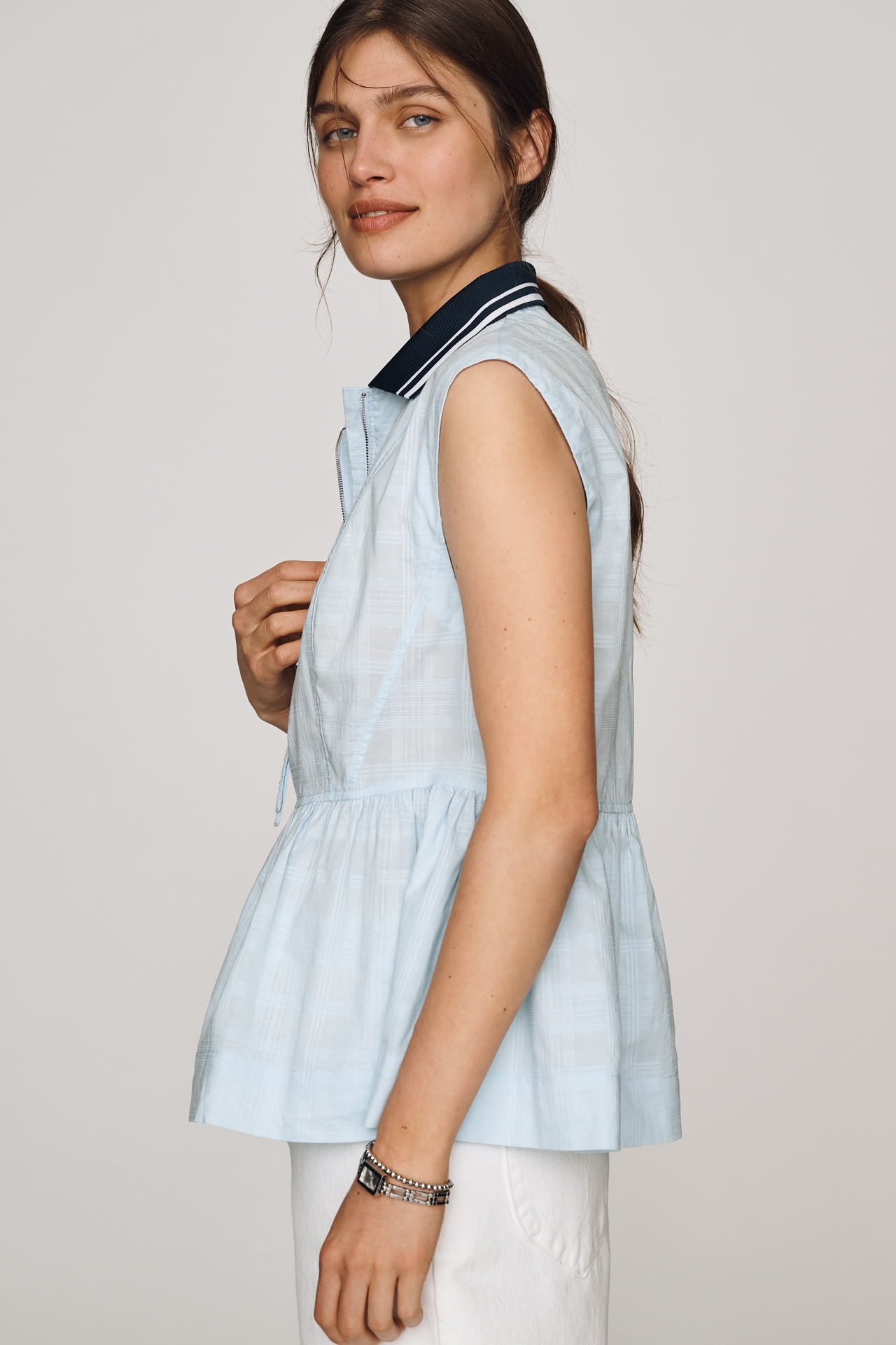 Maeve Cotton Zip-Front Top