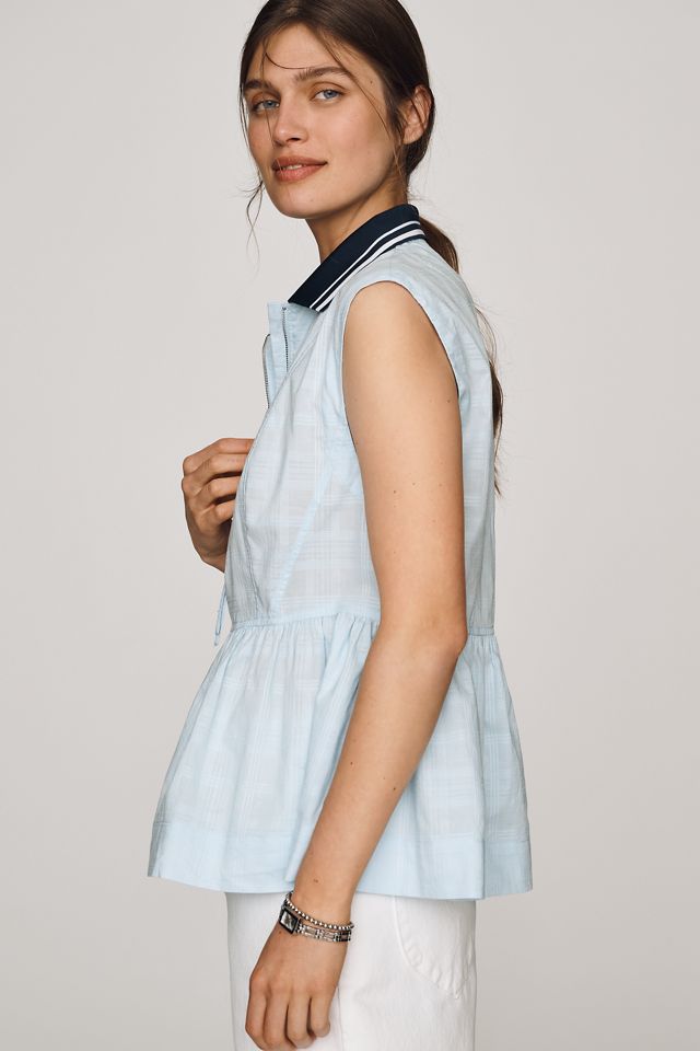 Maeve 100% Cotton Zip-Front Top #1