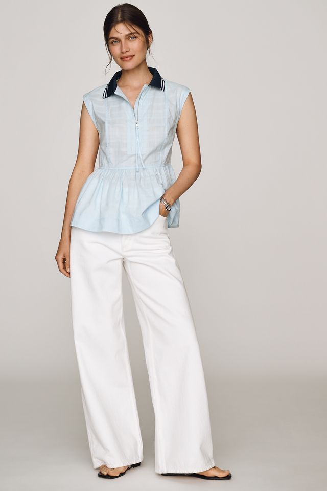 Maeve 100% Cotton Zip-Front Top #3