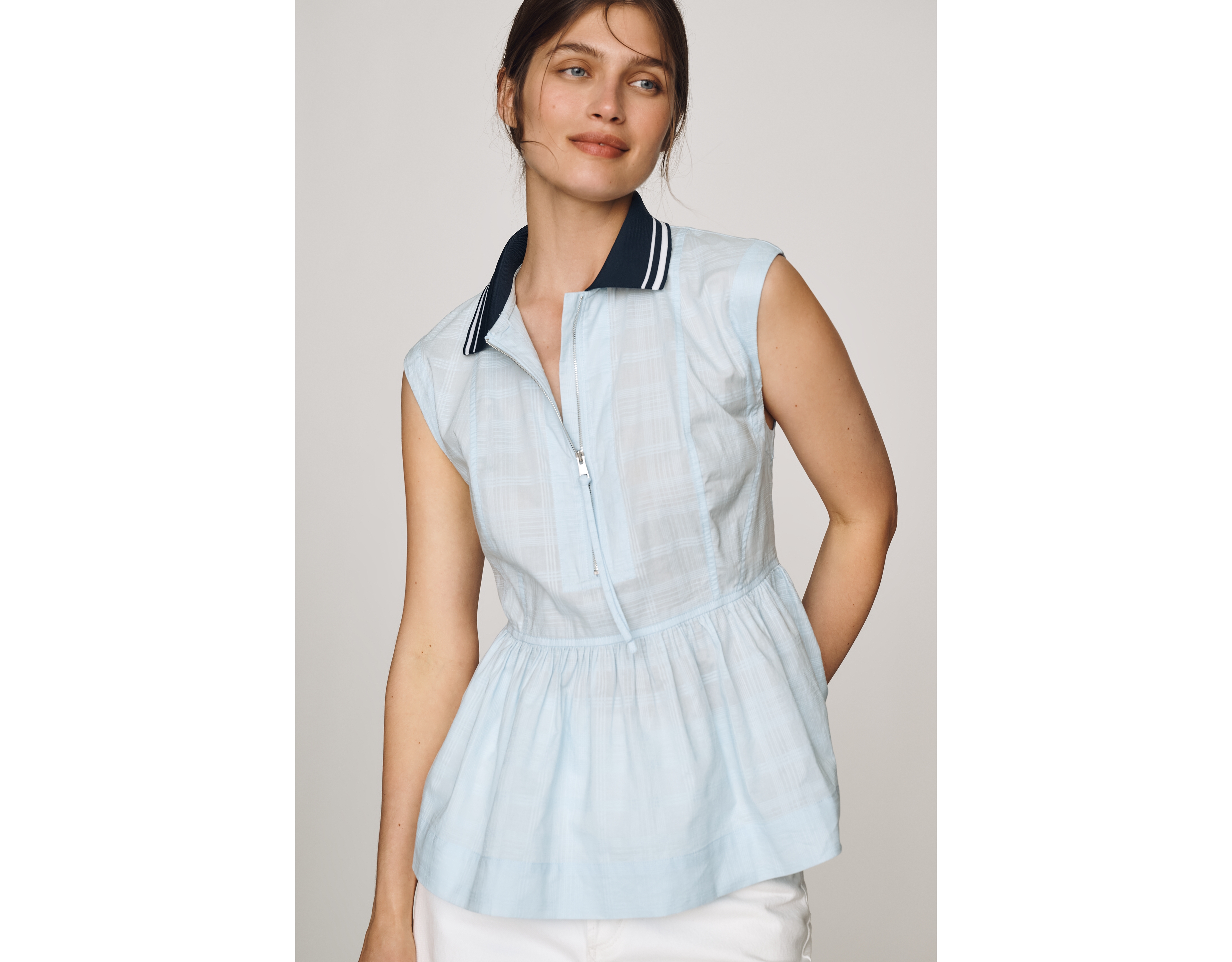 Maeve 100% Cotton Zip-Front Top