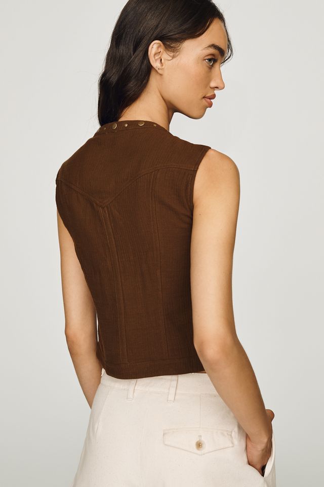 By Anthropologie 100% Cotton Studded Vest #1