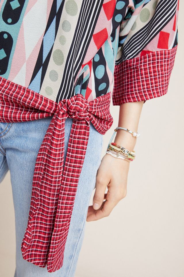 Geometric Dolman-Sleeved Blouse #1