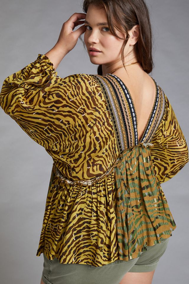 Embroidered V-Neck Blouse #4