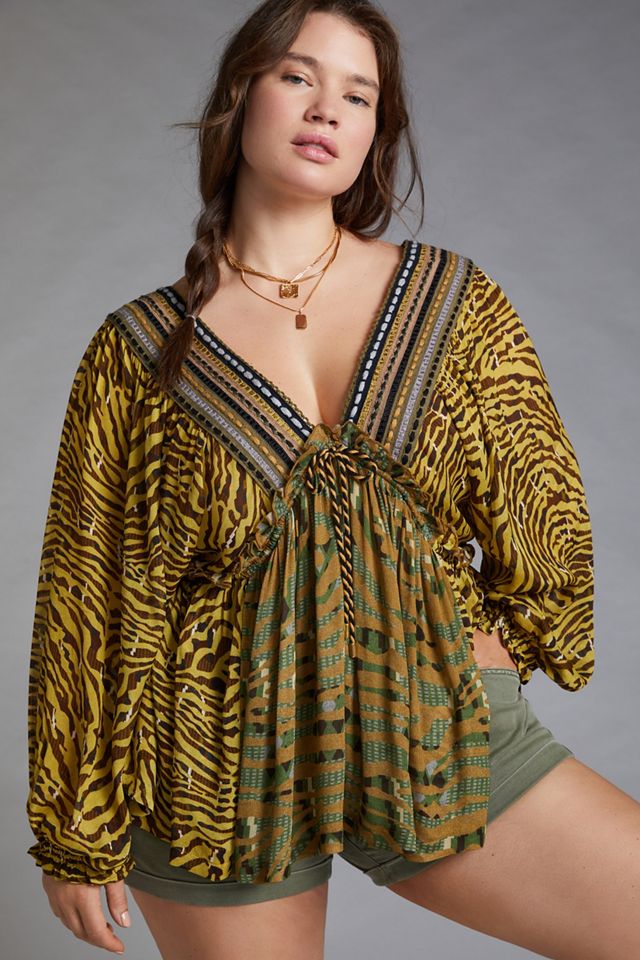 Embroidered V-Neck Blouse #2