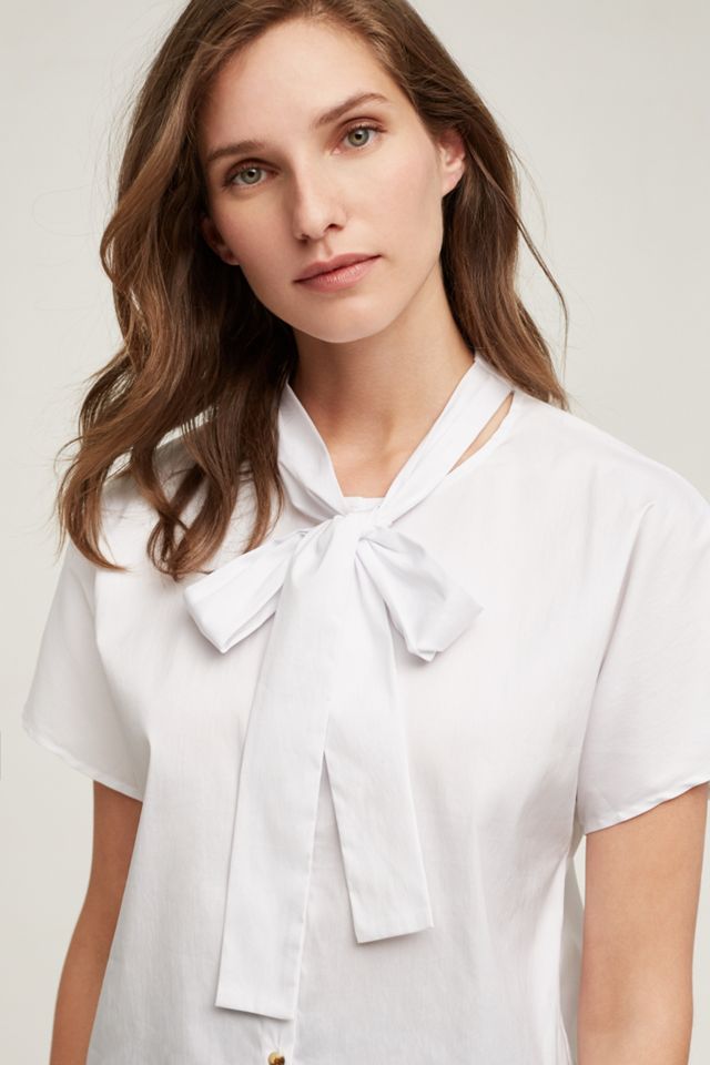 Tie-Neck Poplin Blouse #2