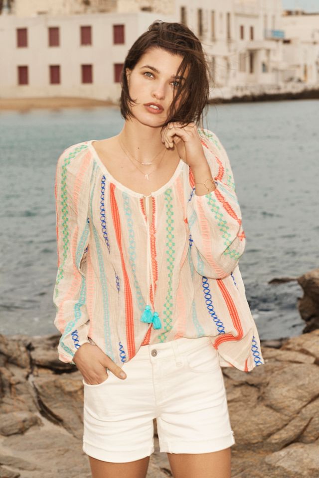 Manna Embroidered Peasant Top #4