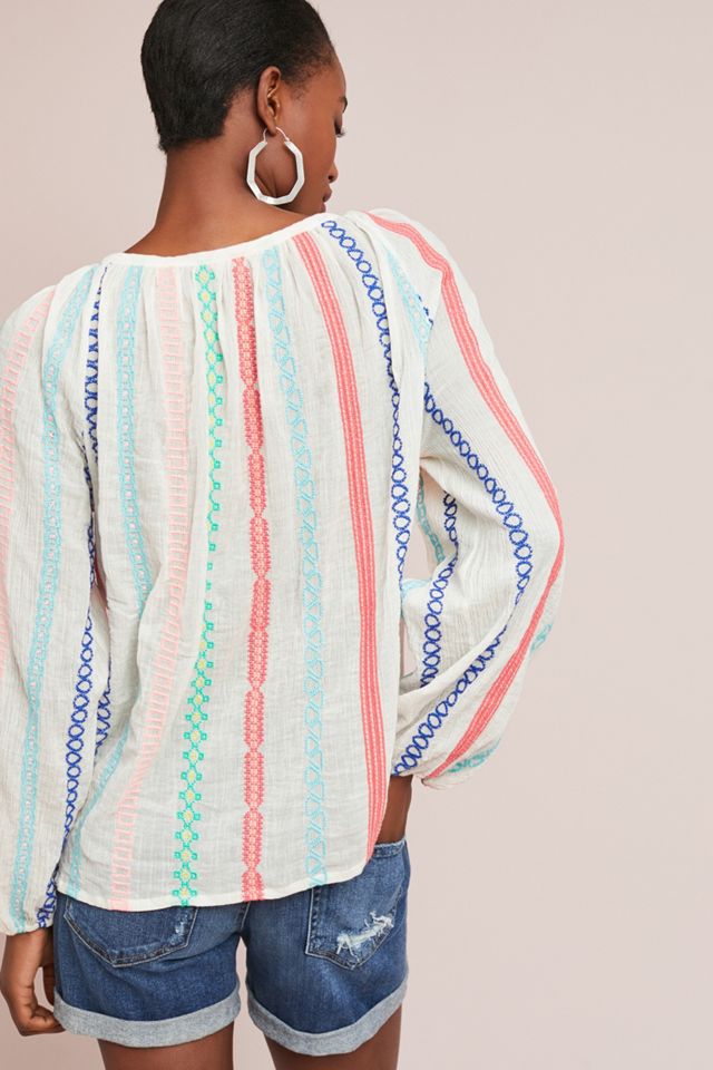 Manna Embroidered Peasant Top #1