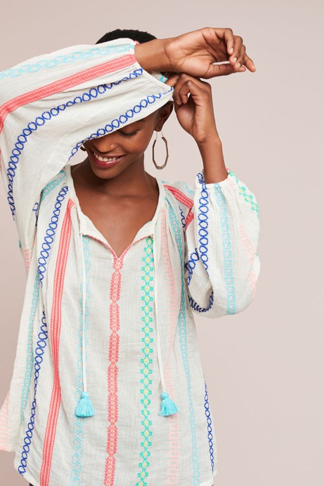 Manna Embroidered Peasant Top #3