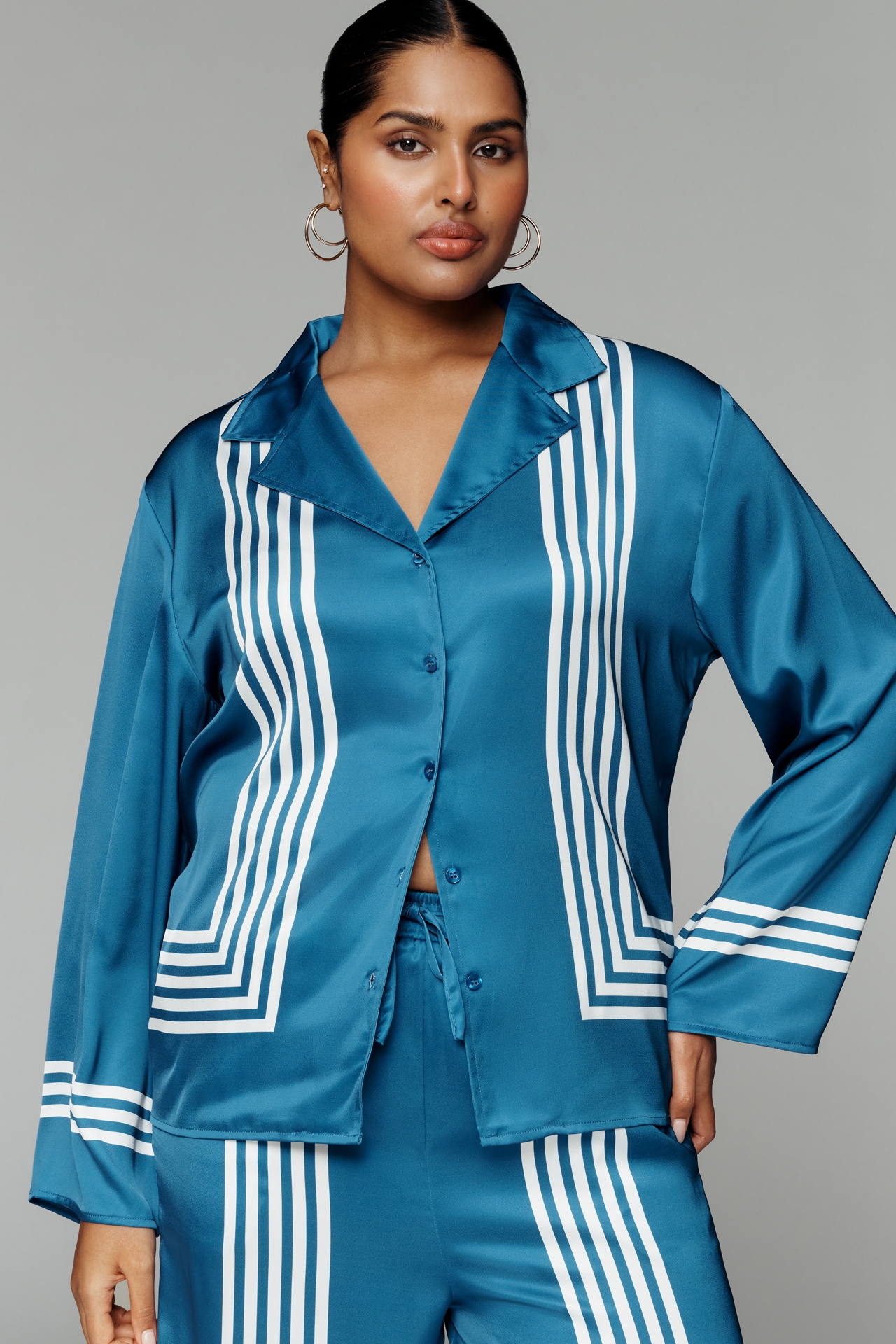 Glamorous Plus Satin Buttondown Shirt
