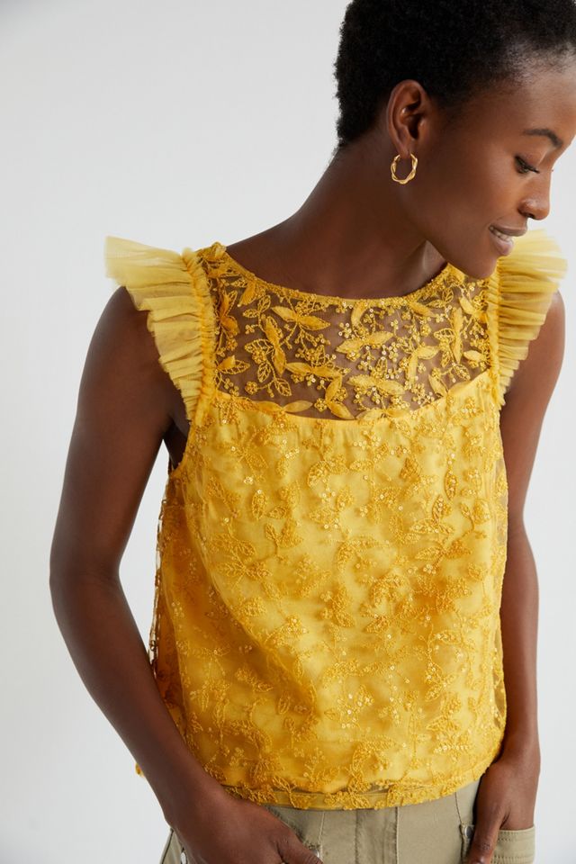 Jacquard tulle tank top