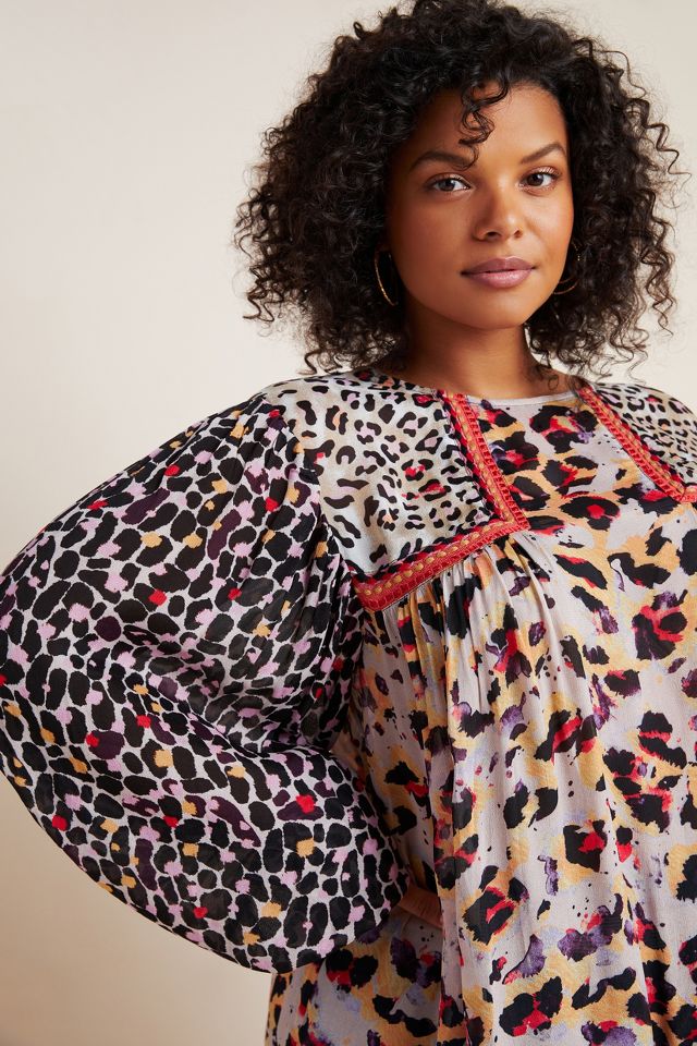Joelle Leopard Peasant Blouse | Anthropologie
