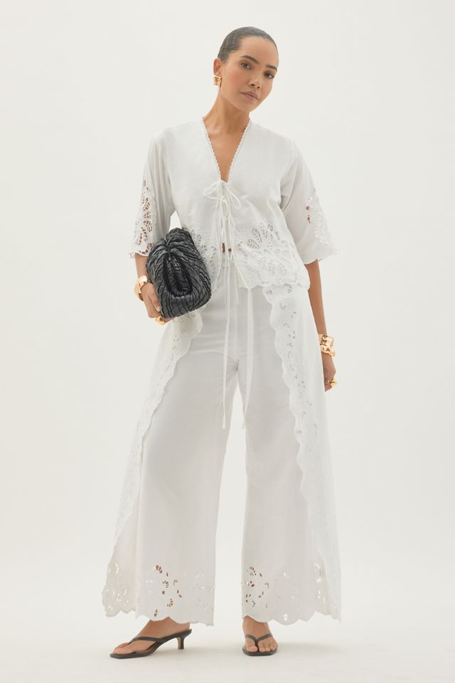 Chemisier Astraia à nœud devant et broderie ajourée By Anthropologie #2