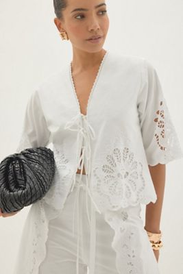 Chemisier Astraia à nœud devant et broderie ajourée By Anthropologie