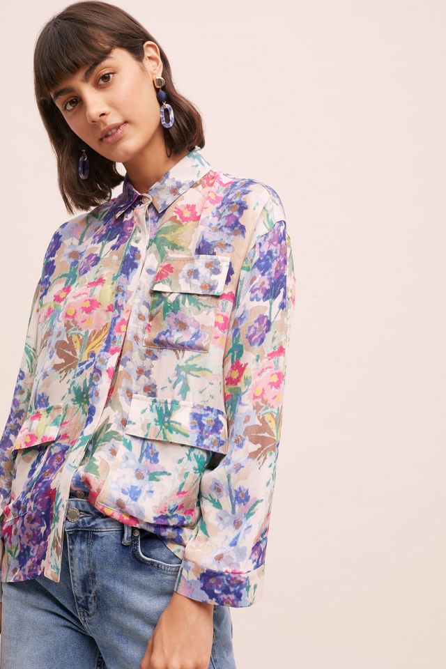 Semmie Floral-Printed Silk Shirt | Anthropologie UK