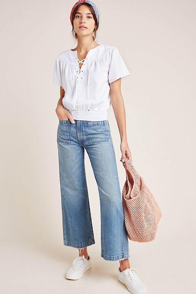 Pilcro Chambray Peasant Blouse | Anthropologie
