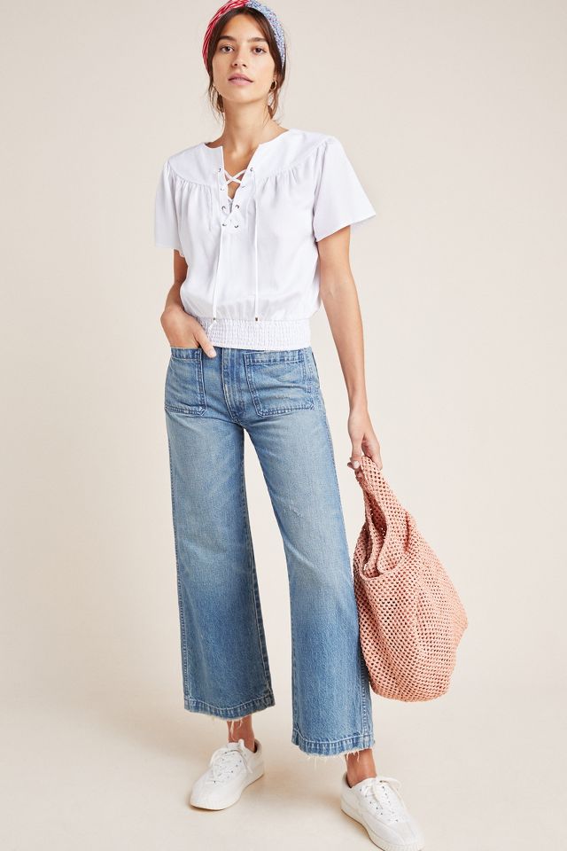 Pilcro Chambray Peasant Blouse | Anthropologie