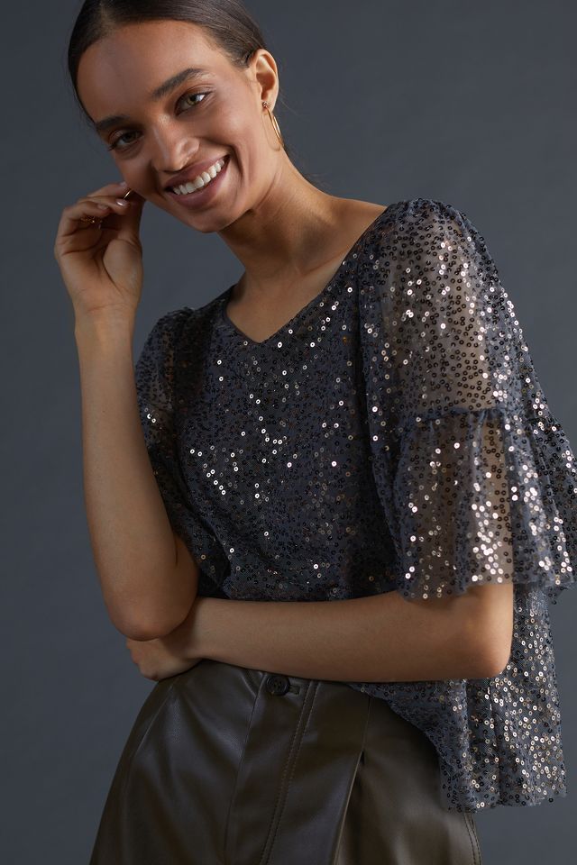 Maeve Sequined Blouse | Anthropologie