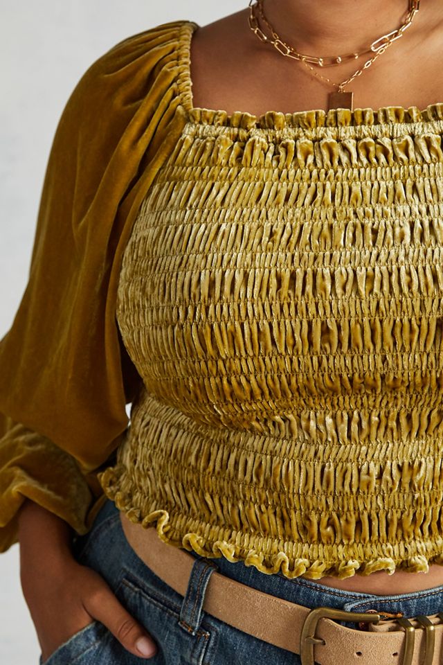 Puff-Sleeved Velvet Blouse #5