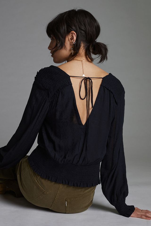 Smocked VNeck Blouse Anthropologie UK