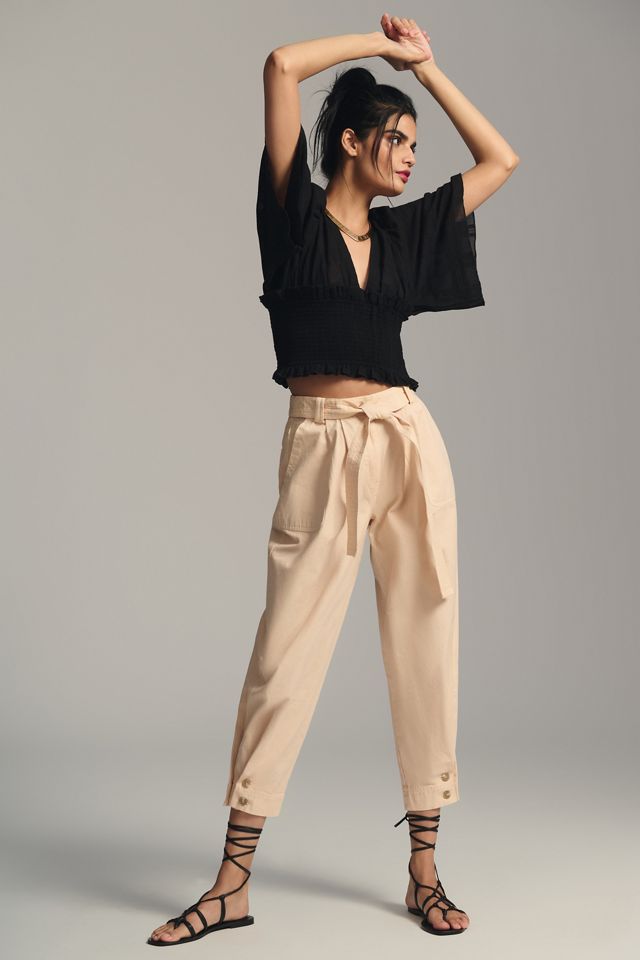 By Anthropologie Plunging V-Neck Smocked Kimono Blouse #2