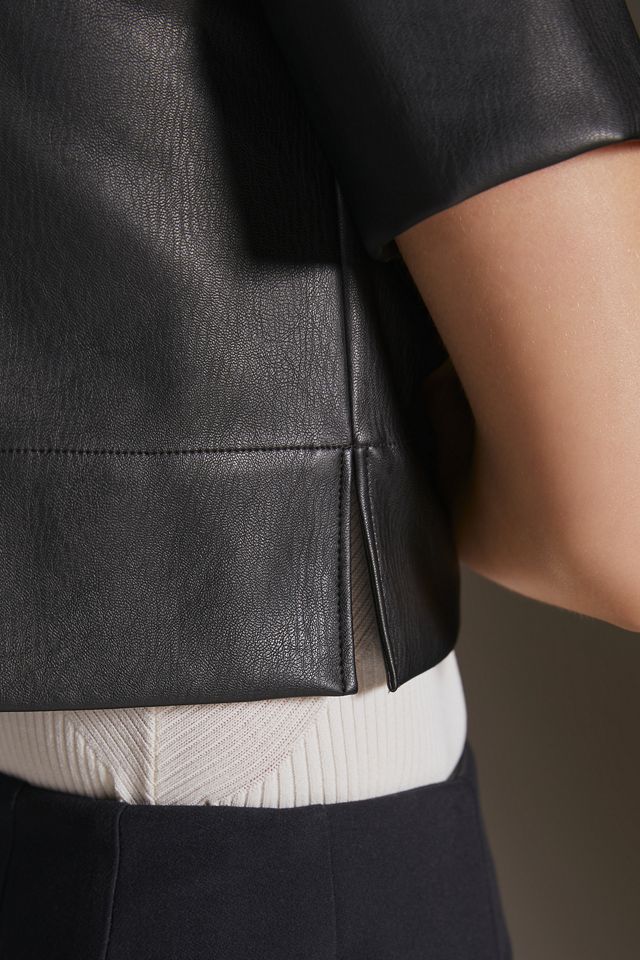 Maeve Cropped Faux Leather Surf Shirt #4
